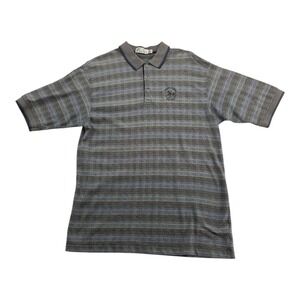 Haley Sports Academy Golf Club Polo Shirt Gray Checkered Striped Men's Size L